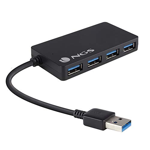 NGS USB HUB IHUB3.0 - USB 3.0 Hub mit 4 Ports, Übertragungsrate von bis zu 5 Gbps, Schwarz von NGS