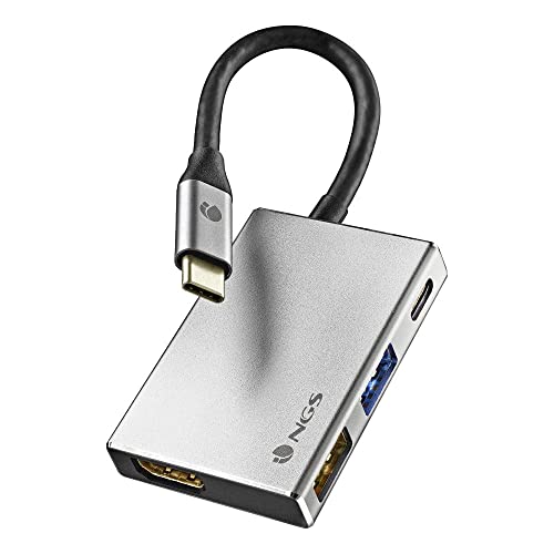 NGS Wonder Dock 4-4 in 1 USB-C Hub, Multiport-Adapter (USB 3.0, USB 2.0, USB-C, HDMI) Kompatibel mit: MacBook Pro, MacBook Air, iPAd Pro, XPS, Chromebook und Anderen Geräten mit USB-C von NGS
