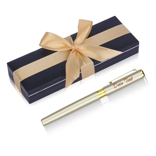 NGTSFLY Kugelschreiber mit Gravur, Personalisierte Kugelschreiber, mit Schleifenband Geschenkbox,Personalisierte Geschenke für Weihnachten, Geburtstag, Valentinstag, Muttertag (Gold) von NGTSFLY