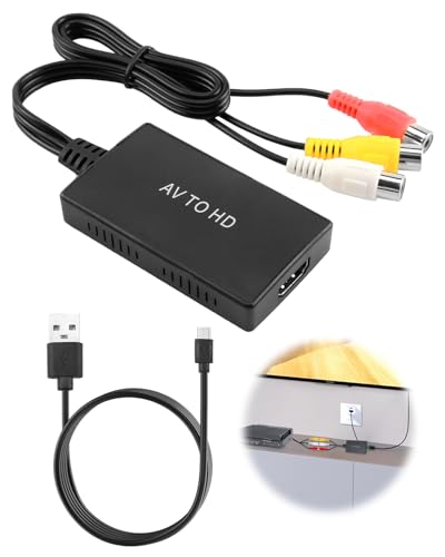 NGUIT RCA auf HDMI Konverter AV auf HDMI Adapter mit USB-C Kabel 1080P Composite CVBS AV zu Video Audio Konverter Unterstützt PAL/NTSC für PS2/Xbox/SNES/ N64/ VHS/VCR Videorecorder DVD/Kamera NGUIT RCA auf HDMI Konverter AV auf HDMI Adapter mit USB-C Kabel 1080P Composite CVBS AV zu Video Audio Konverter Unterstützt PAL/NTSC für PS2/Xbox/SNES/ N64/ VHS/VCR Videorecorder DVD/Kamera von NGUIT