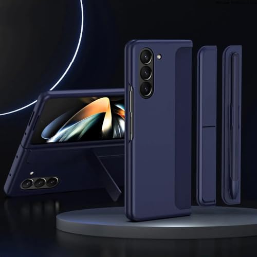 mit Stylus-Touchpen-Abdeckung für Samsung Galaxy Z Fold 6 5 4 3 Hülle Stiftschlitz Unsichtbarer Ständer für Galaxy Z Fold 3 4 5 6 Hülle, Dunkelblau, Für Samsung Z Fold 4 von NHDCJF