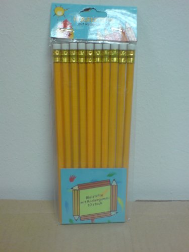 10 Bleistifte lackiert oder unlackiert mit Radiergummi von NHG