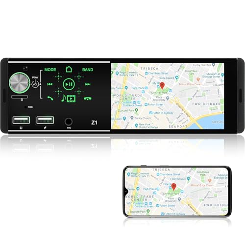 1DIN Autoradio mit 4,1 Zoll Touchscreen - Einzel-DIN FM Autoradio mit Bluetooth 5.0 - Unterstützt Mirror Link, Rückfahrkamera, TF-Karte/USB-Stick/AUX-Eing von NHOPEEW