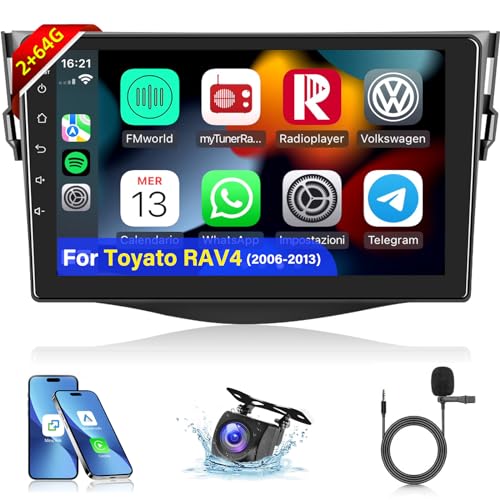 2+64G Android Autoradio für Toyato RAV4 2006-2013 - 9 Zoll kabellos Carplay Radio unterstützt Android Auto WiFi GPS-Navigation, Lenkradsteuerung FM RDS + Rückfahrkamera 2+64G Android Autoradio für Toyato RAV4 2006-2013 - 9 Zoll kabellos Carplay Radio unterstützt Android Auto WiFi GPS-Navigation, Lenkradsteuerung FM RDS + Rückfahrkamera von NHOPEEW