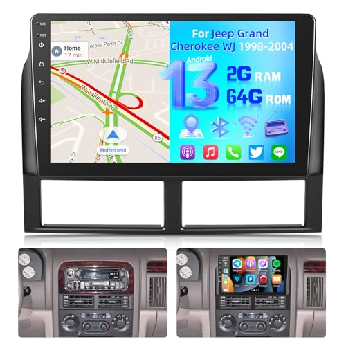 2+64G Autoradio für Jeep Grand Cherokee WJ 1998-2004 - Kabelloses Carplay & Android Auto - 9 Zoll Android 13 Radio - WiFi EQ GPS Mirror Link FM RDS + AHD Rückfahrkamera und Mikrofon 2+64G Autoradio für Jeep Grand Cherokee WJ 1998-2004 - Kabelloses Carplay & Android Auto - 9 Zoll Android 13 Radio - WiFi EQ GPS Mirror Link FM RDS + AHD Rückfahrkamera und Mikrofon von NHOPEEW