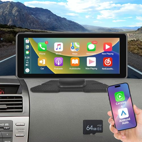 Carplay & Android Auto Display - 6,86 Zoll HD Touchscreen Carplay Monitor - Bluetooth/Spiegelverbindung/Air Play/FM/Rundfunkgerät mit Zigarettenanzünder + AUX/TF/USB & Rückfahrkamera von NHOPEEW