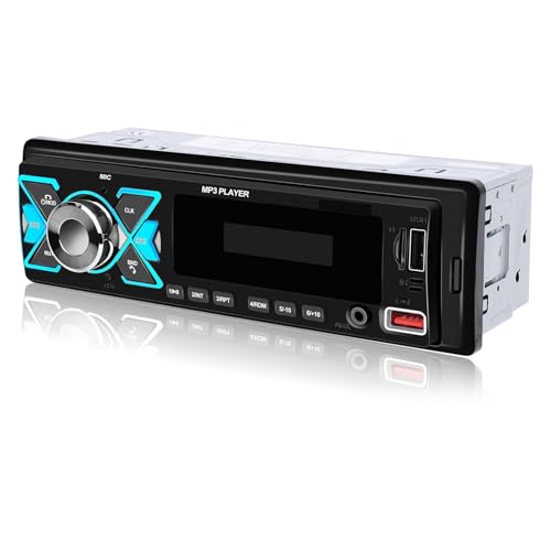 NHOPEEW 1 Din Autoradio mit Doppel Bluetooth - Radio Recevier Unterstützung FM EQ 7 Farbe Hintergrundbeleuchtung - U Disk/AUX in/TF-Karte Spielen / MP3 / WMA/WAV/FLAC von NHOPEEW