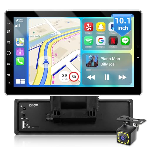 NHOPEEW 1 Din Autoradio mit Wireless Carplay und Android Auto - 10.1 Zoll Autoradio Unterstützung Online Video FM/AM Lenkradsteuerung + 12Led Rückfahrkamera NHOPEEW 1 Din Autoradio mit Wireless Carplay und Android Auto - 10.1 Zoll Autoradio Unterstützung Online Video FM/AM Lenkradsteuerung + 12Led Rückfahrkamera von NHOPEEW