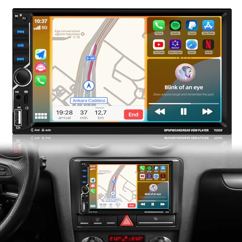 NHOPEEW 2 DIN Autoradio mit CarPlay und Android Auto – 7-Zoll-Touchscreen-Radio – Mirror Link, FM, Lenkradsteuerung, USB, AUX + AHD Rückfahrkamera NHOPEEW 2 DIN Autoradio mit CarPlay und Android Auto – 7-Zoll-Touchscreen-Radio – Mirror Link, FM, Lenkradsteuerung, USB, AUX + AHD Rückfahrkamera von NHOPEEW