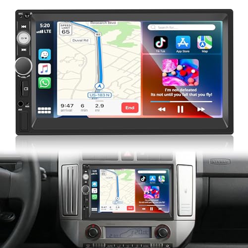 NHOPEEW 2 Din Autoradio mit Drahtlos Carplay & Android Auto - 7 Zoll doppel din Radio Unterstützung Mirror Link FM Lenkradsteuerung - TF/USB/AUX-Eingang Auto Multimedia Player + Rückfahrkamera NHOPEEW 2 Din Autoradio mit Drahtlos Carplay & Android Auto - 7 Zoll doppel din Radio Unterstützung Mirror Link FM Lenkradsteuerung - TF/USB/AUX-Eingang Auto Multimedia Player + Rückfahrkamera von NHOPEEW