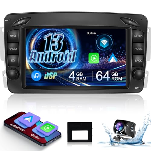 NHOPEEW 4+64G Android Autoradio für Mercedes Benz CLK W168 W203 W209 W639 Vaneo W463 C208 W208 W170-7 Zoll Autoradio mit Carplay Android Auto GPS WiFi FM RDS EQ + Rückfahrkamera von NHOPEEW