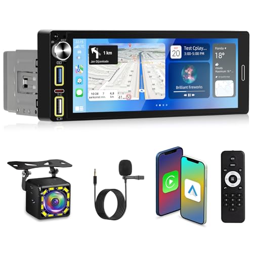NHOPEEW 6,9 Zoll 1 Din Autoradio mit drahtlosem Carplay und Auto Radio - Single Din Autoradio Unterstützung FM EQ Mirror Link Lenkradsteuerung Double USB Port Type-C + Rückfahrkamera NHOPEEW 6,9 Zoll 1 Din Autoradio mit drahtlosem Carplay und Auto Radio - Single Din Autoradio Unterstützung FM EQ Mirror Link Lenkradsteuerung Double USB Port Type-C + Rückfahrkamera von NHOPEEW