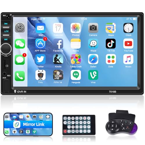 NHOPEEW Double Din Autoradio mit Bluetooth und Rückfahrkamera 7-Zoll-Touchscreen-Autoradio Unterstützung AUX/USB/TF-Karte/Mirror Link/Lenkradsteuerung von NHOPEEW