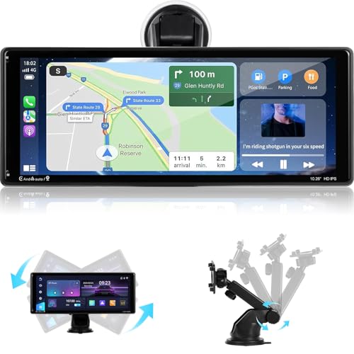 NHOPEEW Drahtlos A-pple Carplay und Android Auto Display - 10,26 Zoll tragbarer Touch Automatic Multimedia Player mit FM Transmitter Online YouTube Mirror Link EQ TF/BT/AUX NHOPEEW Drahtlos A-pple Carplay und Android Auto Display - 10,26 Zoll tragbarer Touch Automatic Multimedia Player mit FM Transmitter Online YouTube Mirror Link EQ TF/BT/AUX von NHOPEEW