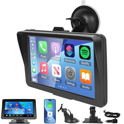 NHOPEEW Kabellos Carplay Android Auto Display - 7 Zoll car Screen Auto Monitor mit Mirror Link Air Play Sprachsteuerung Bluetooth FM - Auto Stereo Unterstützung TF/AV/USB/Typc-C + 64G TF-Karte von NHOPEEW