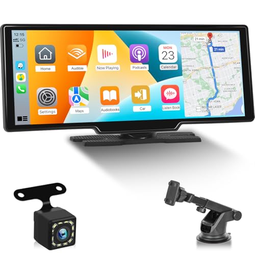 NHOPEEW Wireless A-pple Carplay Android Auto Portable Display mit 10,26 HD Zoll Touchscreen - Carplay Autoradio Unterstützung Mirror Link Bluetooth AUX FM + AHD Rückfahrkamera NHOPEEW Wireless A-pple Carplay Android Auto Portable Display mit 10,26 HD Zoll Touchscreen - Carplay Autoradio Unterstützung Mirror Link Bluetooth AUX FM + AHD Rückfahrkamera von NHOPEEW