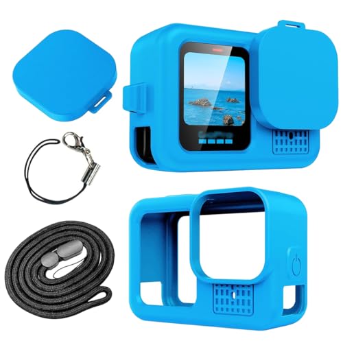 NHQZ Silikon Schutzhülle für Hero 13/Hero12/Hero 11/Hero 10/Hero 9,Objektivdeckel & Displayschutz & Lanyard für G0 pro Hero 13 Hero 12 Hero 11 Hero 10 Hero 9 Zubehör Kit (Blau) von NHQZ