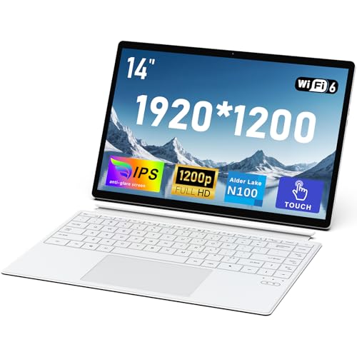NIAKUN 14 Zoll Convertible Laptop 2 in 1 Touchscreen, Notebook mit Touchscreen 16GB DDR5 RAM 512GB SSD 12th Gen N100 Prozessor(bis zu 3.4Ghz), Hintergrundbeleuchtete Tastatur, 1920 x 1200, Type-C von NIAKUN