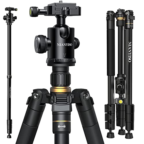 195,6 cm DSLR-Kamerastativ für Reisen – NIANYISO Kompaktes Stativ für Kamera, professionelle Stative mit 36 mm 360-Grad-Kugelkopf, leichte Aluminium-Kamerastative und Einbeinstative, belastbar bis zu 195,6 cm DSLR-Kamerastativ für Reisen – NIANYISO Kompaktes Stativ für Kamera, professionelle Stative mit 36 mm 360-Grad-Kugelkopf, leichte Aluminium-Kamerastative und Einbeinstative, belastbar bis zu von NIANYISO