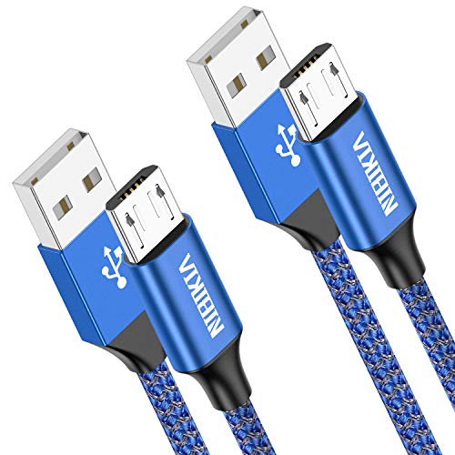 NIBIKIA Micro USB Kabel, [2Stück 2M] Nylon geflecht Android Schnellladekabel Micro USB Ladekabel für Samsung Galaxy S7/ S6 / J7/ Note 5,Sony, Huawei, Nexus,Motorola von NIBIKIA