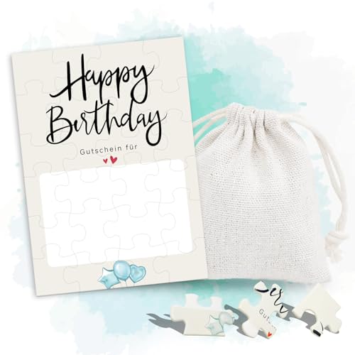 NICEIN Geburtstag Gutschein Puzzle 24-teilig,Gutschein zum Ausdrucken mit Aufbewahrungstasche,Personalisierte Geschenke für Frauen,Männer,Geburtstagskarte,Valentinstag,Essensgutschein,Einladung von NICEIN
