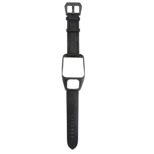 NICERIO Armband Kompatibel mit Runner 3/Runner 2/Adventurer - Leder Ersatzarmband Verstellbares Armband Uhrenarmband Lederarmband mit Gehäuseschutz Smart Watch Zubehör Uhrenbänder (Schwarz) von NICERIO