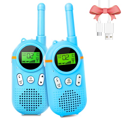 Walkie Talkie Kinder für 3-12 Jahre alte Kinder,Wiederaufladbar Funkgerät Kinder Spielzeug mit 8 Kanäle, LED Taschenlampe, VOX Funktion, 3 Meilen Reichweite für Abenteuer (Blau) von NICEWIN
