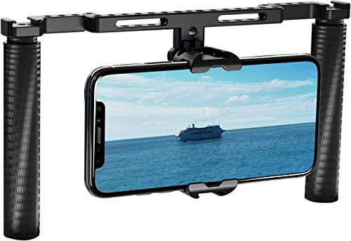 NICEYRIG Dual Handheld Smartphone Stabilisator Vlog Vlogging Lives Video Recording Kit mit Faltbaren Griffen für Android Handy und iPhone 14/13/12/11/XS Pro Max -521 von NICEYRIG