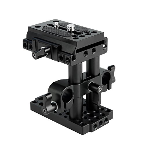 NICEYRIG Käse Mount Grundplatte,Quick Release Basis Kit mit QR Platte 15mm Rod Riser Clamp Kurze Stangen für DSLR Kamera von NICEYRIG