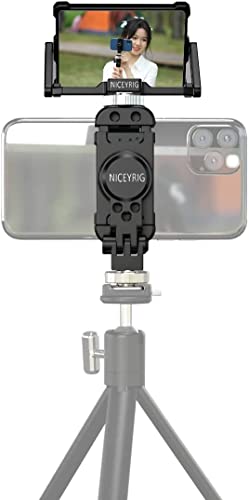 NICEYRIG Smartphone-Selfie-Vlog-Spiegel-Set, anwendbar für iPhone 14, 13, 12, 11 Pro Max, SE, mit multifunktionaler Metall-Stativhalterung/Kaltschuh-Halterung, Handyhalterung – 517 von NICEYRIG