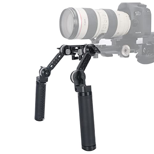 Shoulder Rig Handle Kit,Niceyrig Rosettengriff-Set aus Leder mit Arri-Standard-Rosetten-Adapter,Verlängerungsarm,15 mm Stabklemme für Kamera,DSLR-Schulter-Rig-Stützsystem von NICEYRIG