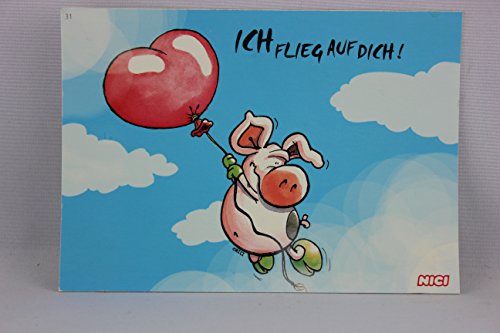 NICI - 60100 - Postkarte, Nr. 31, Freundschaft Liebe, Schwein, Ich flieg auf dich! von NICI