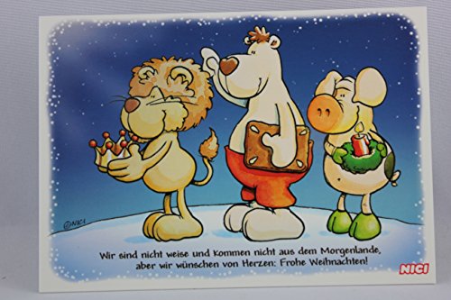 NICI - 60164 - Postkarte, Weihnachten, Tiere, Wir sind nicht weise und kommen nicht aus dem Morgenlande, aber wir wünschen von Herzen: Frohe Weihnachten! von NICI