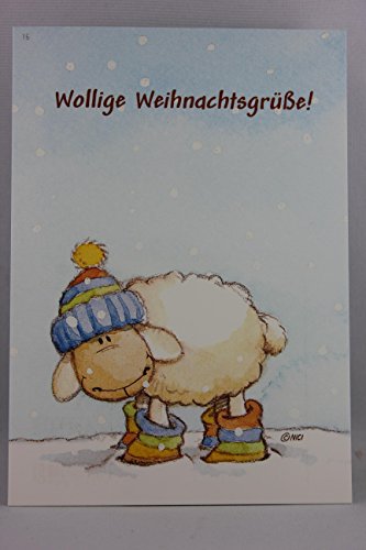 NICI - 60245 - Postkarte, Nr. 16, Weihnachten, Schaf, Wollige Weihnachtsgrüße! von NICI