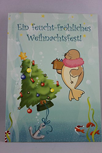 NICI - 60317 - Postkarte, Nr. 7, Weihnachten, Robbe, Ein feucht-fröhliches Weihnachtsfest! von NICI