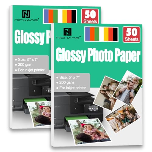 NICKANG Fotopapier, Glänzendes Fotopapier 5x7, Fotodruckerpapier, Bilderpapier für Drucker, für Tintenstrahldrucker, 100 Blatt Bulk, 200 g/m² NICKANG Fotopapier, Glänzendes Fotopapier 5x7, Fotodruckerpapier, Bilderpapier für Drucker, für Tintenstrahldrucker, 100 Blatt Bulk, 200 g/m² von NICKANG