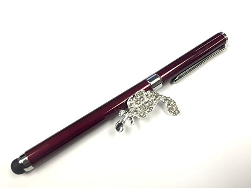 Maroon/Dark Red Good Stylus Soft Touch Roller Ball Pen with Black Ink for ASUS Transformer Pad Vivo Pad Nexus 7 and MeMO Pad Tablets Metal Black Rubber with a Black Shirt Clip + Nice Crystals Feather Brooch von NICKSTON