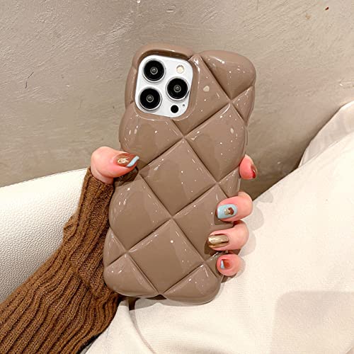NICRX Bonbonfarbene weiche Silikon-Retro-große Raute 3D-Hülle für iPhone 11 12 13 14 Pro Max 14 Plus, luxuriöse Diamantgitter-Telefonabdeckung, braun, für iPhone 14 NICRX Bonbonfarbene weiche Silikon-Retro-große Raute 3D-Hülle für iPhone 11 12 13 14 Pro Max 14 Plus, luxuriöse Diamantgitter-Telefonabdeckung, braun, für iPhone 14 von NICRX