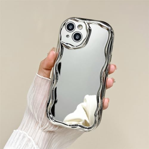 NICRX Curly Wave Make-up-Spiegel-Hülle für iPhone 14 11 12 13 Pro Max Mini X XR XS Max 6 7 8 Plus versilberte Abdeckung, Silber, für iPhone 11Pro Max NICRX Curly Wave Make-up-Spiegel-Hülle für iPhone 14 11 12 13 Pro Max Mini X XR XS Max 6 7 8 Plus versilberte Abdeckung, Silber, für iPhone 11Pro Max von NICRX
