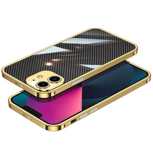NICRX Edelstahl-Metall-Telefonhülle für iPhone 14 13 12 11 Pro Max 14Plus, luxuriöser hinterer Telefonrahmen, Gold, für iPhone 12 Pro von NICRX