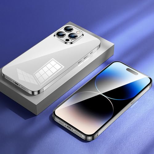 NICRX Für iPhone 14 Pro Max 14Plus 13 Pro Metall-Edelstahlgehäuse, galvanisierte Schutzhülle, Silber, für iPhone 13 Pro von NICRX