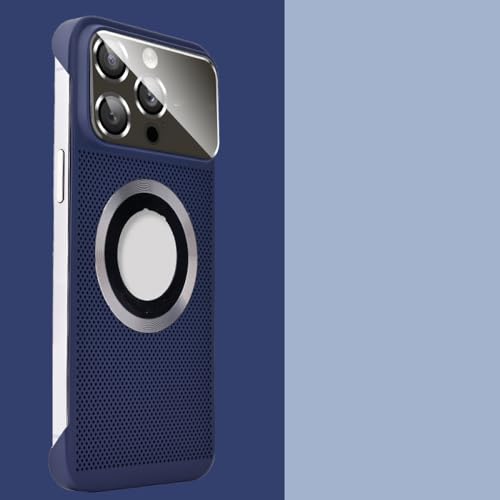 NICRX Luxuriöse, magnetisch kühlende, randlose Handyhülle für iPhone 14 13 12 Pro Max, vollständiger Linsenschutz, kabellose Ladeabdeckung, Marineblau, für iPhone 12 ProMax von NICRX