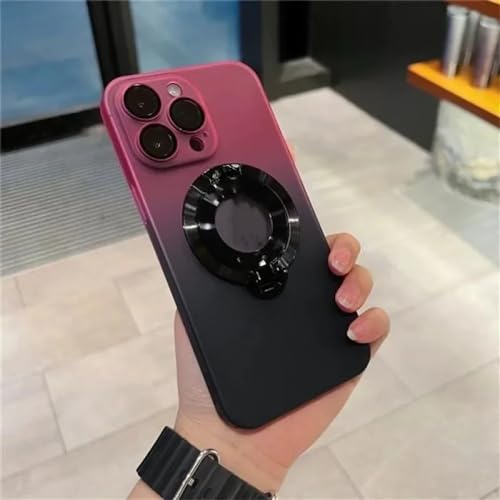 NICRX Luxuriöse Schutzhülle mit Farbverlaufshalterung für iPhone 12 13 14 15 Pro Max, magnetische Lade-Kick-Stand-Abdeckung, Pinkschwarz, für iPhone 12 Pro von NICRX