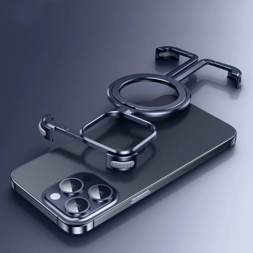 NICRX Luxuriöse rahmenlose Hohle magnetische Handyhülle aus Aluminiumlegierung für iPhone 15 12 13 14 Pro Max Plus Metallrahmenabdeckung, blau, für iPhone 14 von NICRX