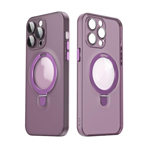 NICRX Magnetische Fingerring-Ständerhalterung für iPhone 14 13 12 11 15 Pro Max für Samsung S23 Plus Ultra Glaslinsenfolienabdeckung, lila, für iPhone 14 ProMax von NICRX