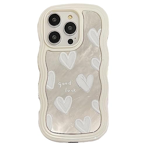 NICRX Schöne weiße Herz-Make-up-Spiegelhülle für iPhone 14 Pro Max 13 11 12 14 Plus XS X XR Softcover, Stil 01, für iPhone 14pro max von NICRX