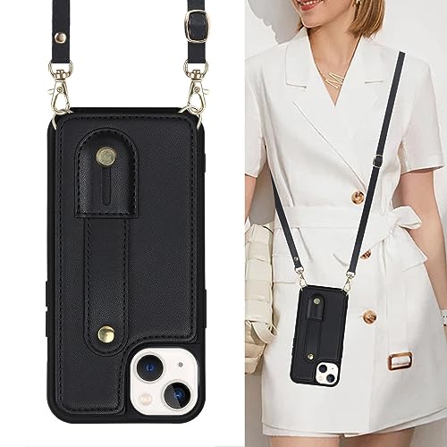 NICRX Umhängetasche mit Umhängeband, Lanyard, Armband, Brieftasche, Lederhülle für iPhone 14 11 12 13 Pro Max XS XR 7 8 Plus SE 2022 CardCover, Schwarz, für iPhone 13promax NICRX Umhängetasche mit Umhängeband, Lanyard, Armband, Brieftasche, Lederhülle für iPhone 14 11 12 13 Pro Max XS XR 7 8 Plus SE 2022 CardCover, Schwarz, für iPhone 13promax von NICRX