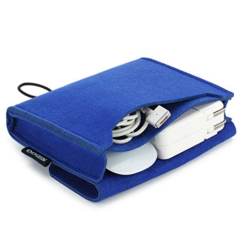 NIDOO Filz Lagerung Beutel Tasche Fall Case für MacBook Power Adapter, Maus, Handy, Kabel, SSD, HDD Gehäuse, Power Bank und mehr Zubehör, Blau von NIDOO