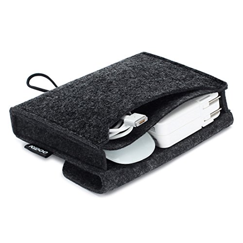 Nidoo Filz Lagerung Beutel Tasche Fall Case für Zubehör (Maus, Handy, Kabel, SSD, HDD Gehäuse, Power Bank und mehr) - 6.3 Zoll, dunkelgrau von NIDOO