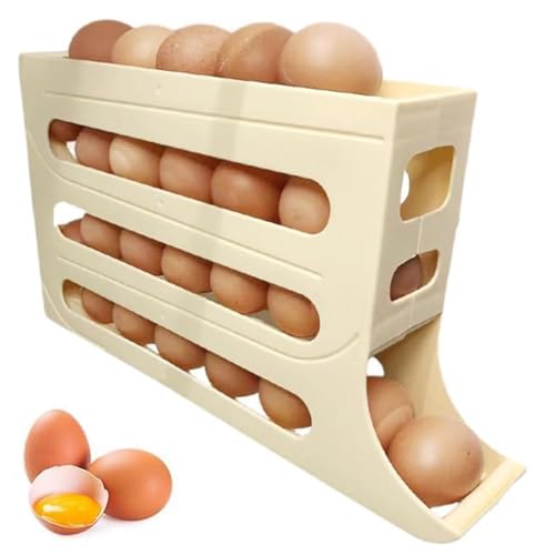 Eierbehälter für Kühlschrank, 4 Etagen Automatisch Rollender Stapelbarer Eier Organizer, Eier Aufbewahrung Kühlschrank Eierhalter Kühlschrank Eier Aufbewahrung für Eieraufbewahrung von NIEEKRUN